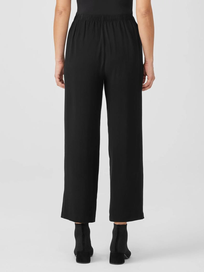 Eileen Fisher Pants, Shorts &amp; Jumpsuits | Silk Georgette Crepe Straight Pant Black - Women