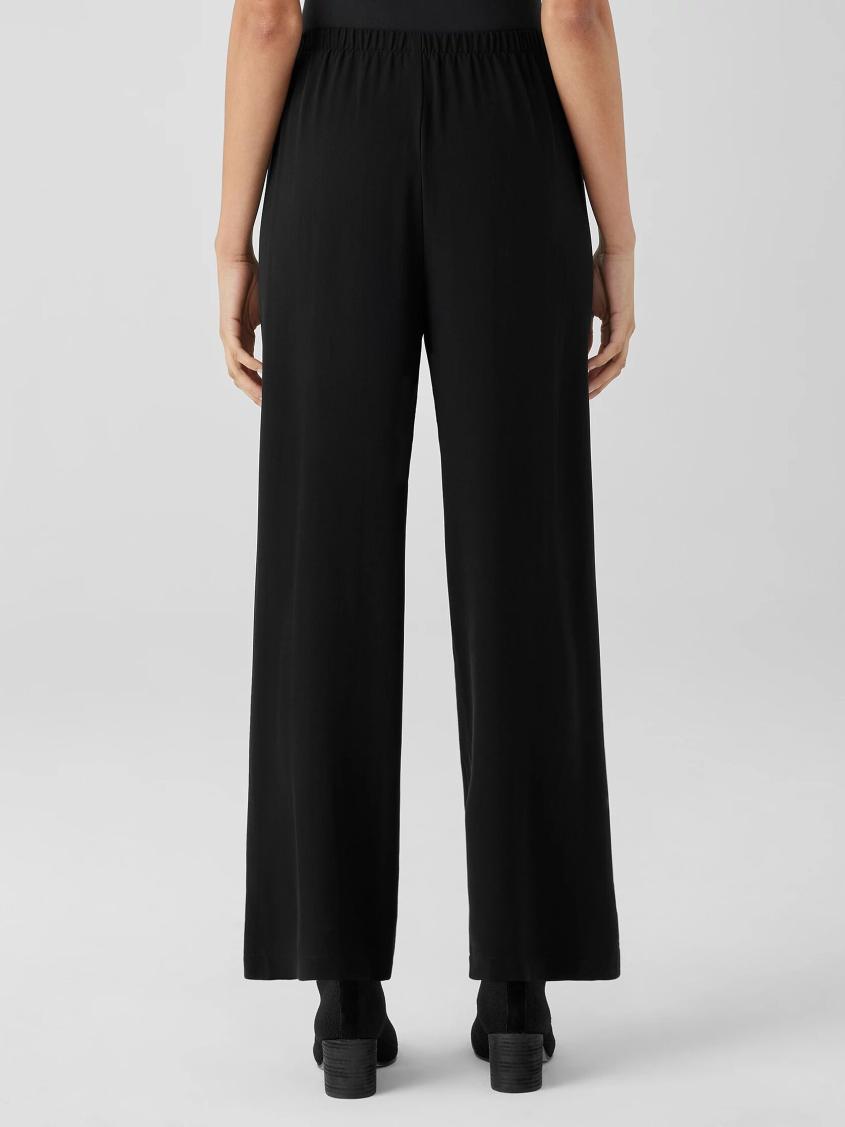 Eileen Fisher Pants, Shorts &amp; Jumpsuits | Silk Georgette Crepe Straight Pant Black - Women