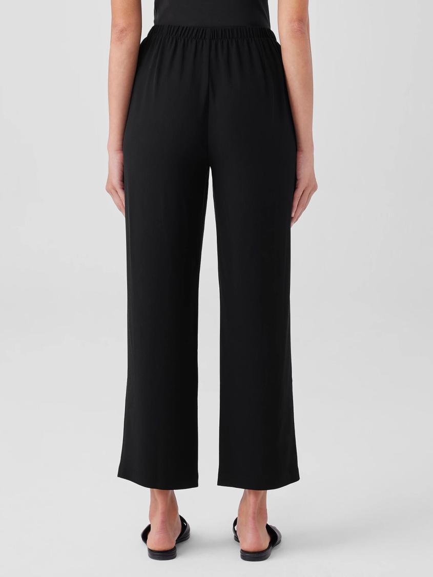 Eileen Fisher Pants, Shorts &amp; Jumpsuits | Silk Georgette Crepe Straight Pant Black - Women