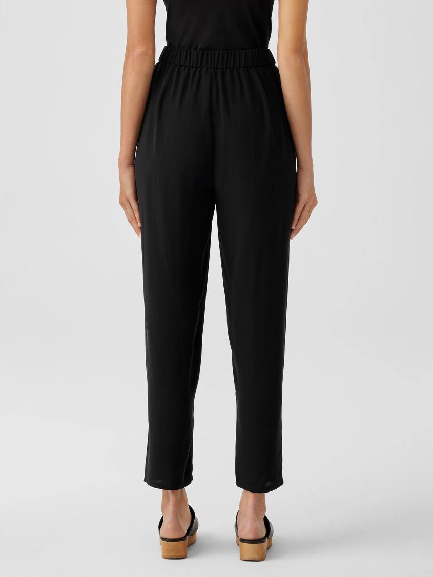 Eileen Fisher Pants, Shorts &amp; Jumpsuits | Silk Georgette Crepe Tapered Pant Black - Women