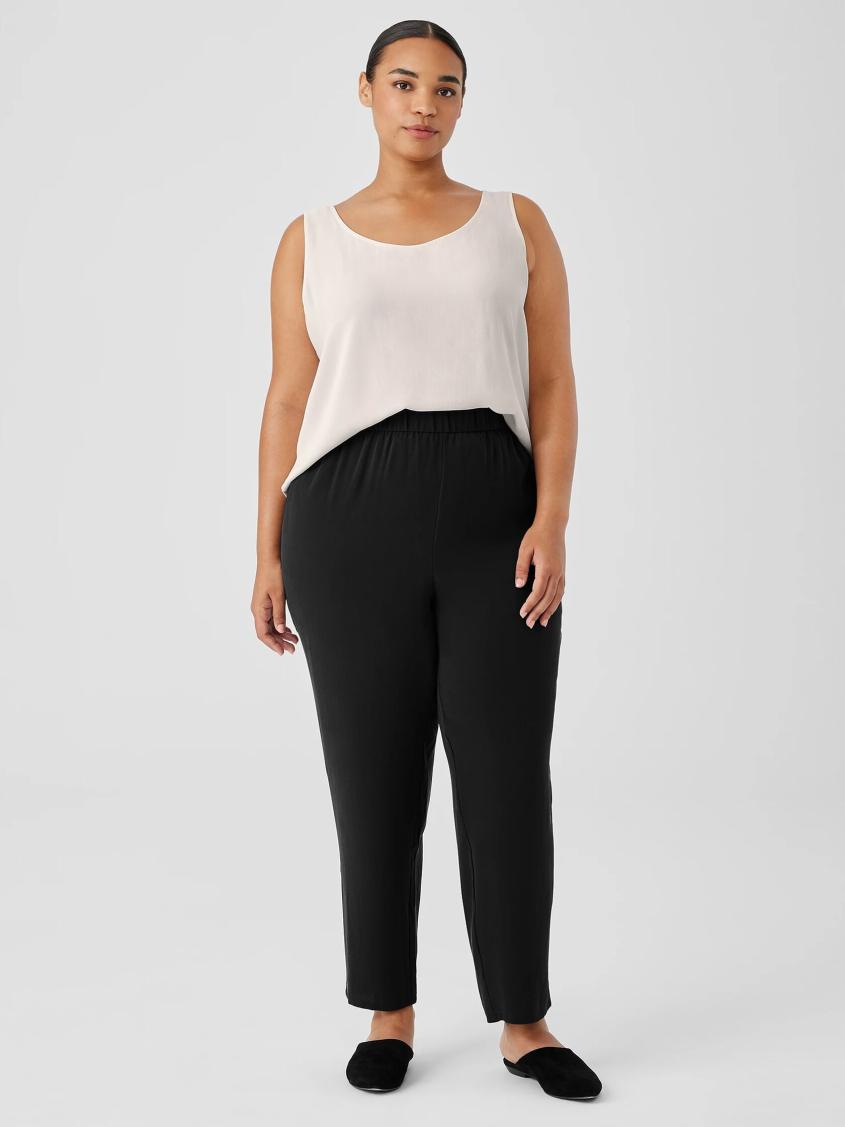 Eileen Fisher Pants, Shorts &amp; Jumpsuits | Silk Georgette Crepe Tapered Pant Black - Women