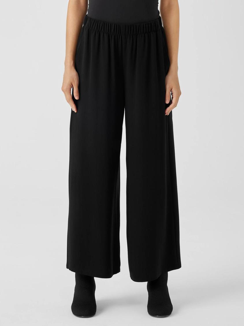 Eileen Fisher Pants, Shorts &amp; Jumpsuits | Silk Georgette Crepe Wide-Leg Pant Black - Women