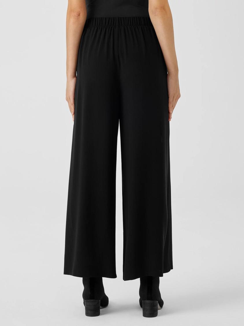 Eileen Fisher Pants, Shorts &amp; Jumpsuits | Silk Georgette Crepe Wide-Leg Pant Black - Women
