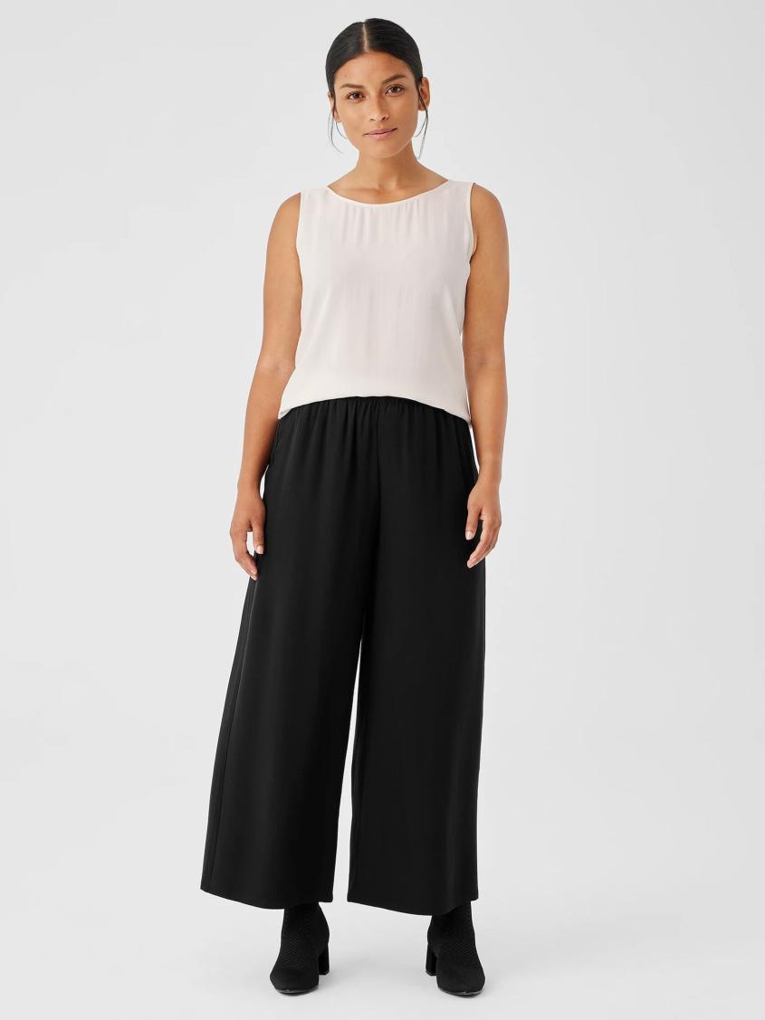 Eileen Fisher Pants, Shorts &amp; Jumpsuits | Silk Georgette Crepe Wide-Leg Pant Black - Women