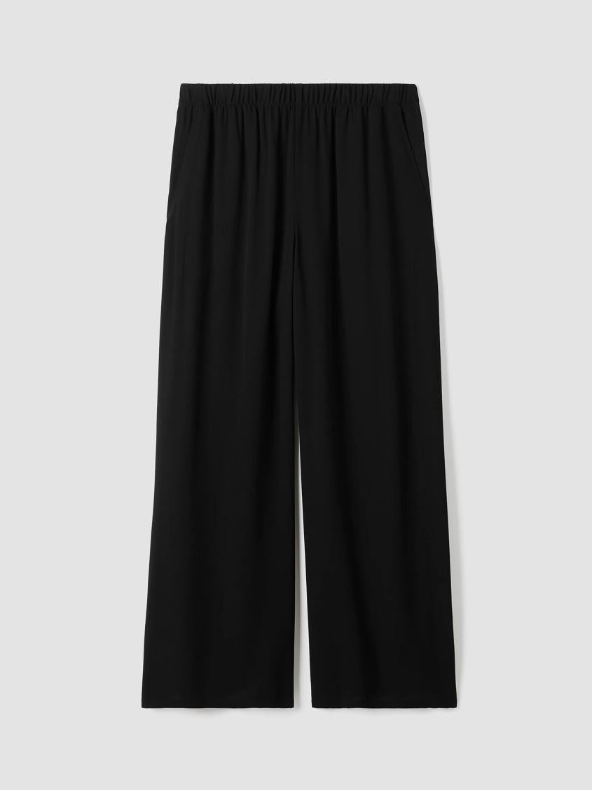 Eileen Fisher Pants, Shorts &amp; Jumpsuits | Silk Georgette Crepe Wide-Leg Pant Black - Women