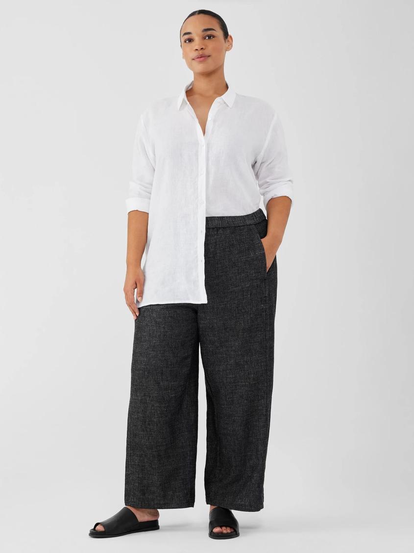 Eileen Fisher Pants, Shorts &amp; Jumpsuits | Tweedy Hemp Cotton Wide-Leg Pant Black - Women