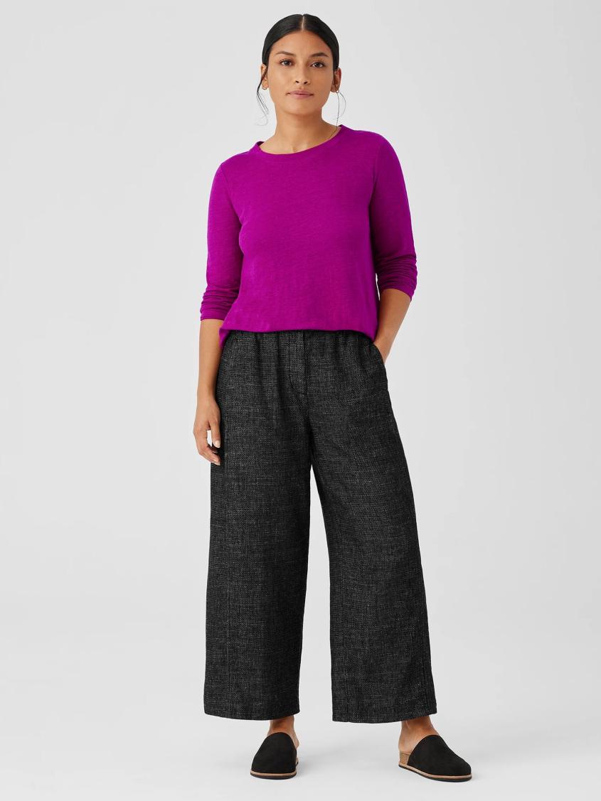 Eileen Fisher Pants, Shorts &amp; Jumpsuits | Tweedy Hemp Cotton Wide-Leg Pant Black - Women