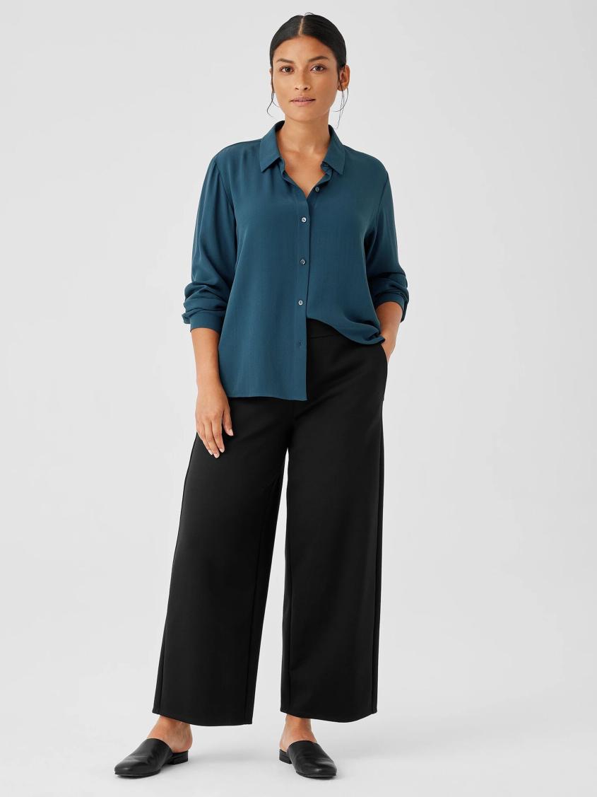 Eileen Fisher Pants, Shorts &amp; Jumpsuits | Washable Flex Ponte Wide-Leg Pant Black - Women
