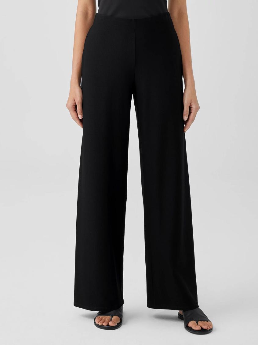 Eileen Fisher Pants, Shorts &amp; Jumpsuits | Washable Stretch Crepe High-Waisted Wide Pant Black - Women