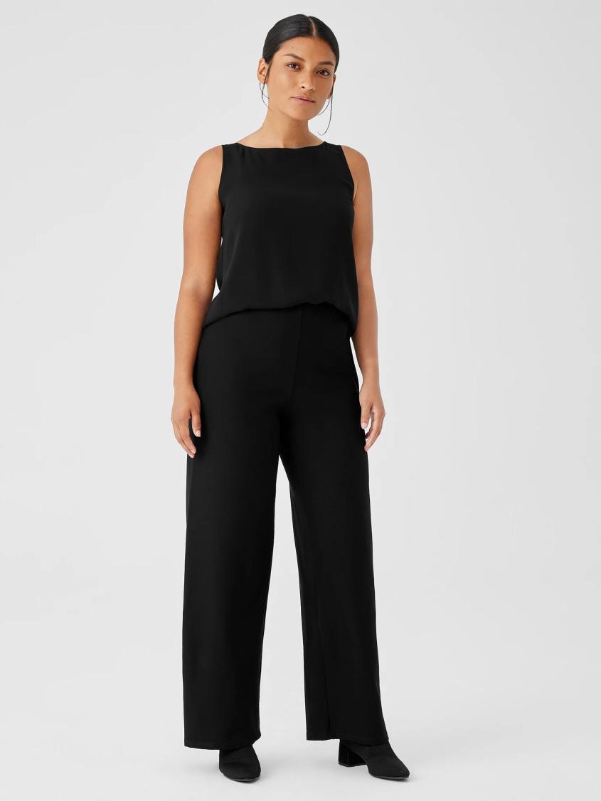 Eileen Fisher Pants, Shorts &amp; Jumpsuits | Washable Stretch Crepe High-Waisted Wide Pant Black - Women