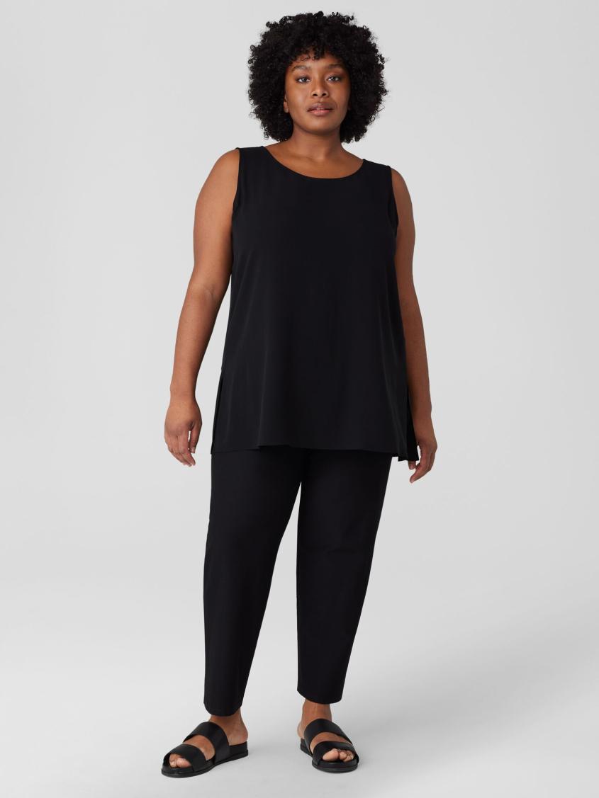 Eileen Fisher Pants, Shorts &amp; Jumpsuits | Washable Stretch Crepe Straight Pant With Yoke Black - Women