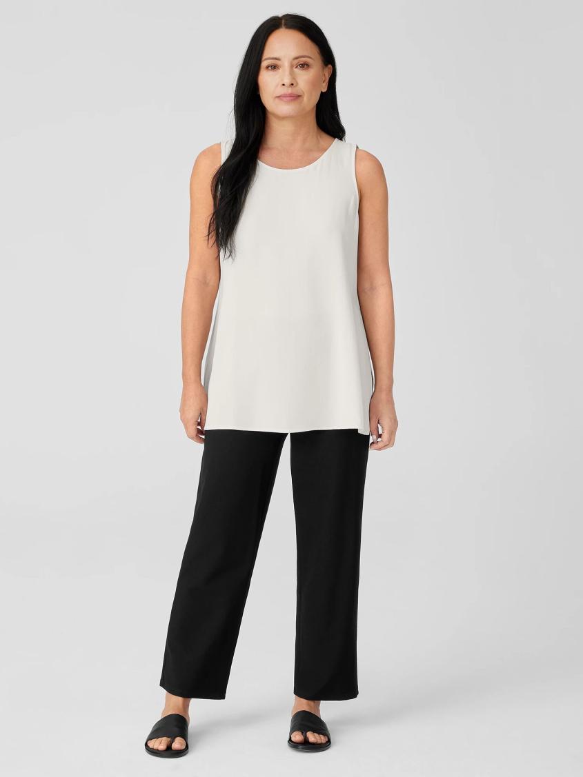 Eileen Fisher Pants, Shorts &amp; Jumpsuits | Washable Stretch Crepe Straight Pant With Yoke Black - Women