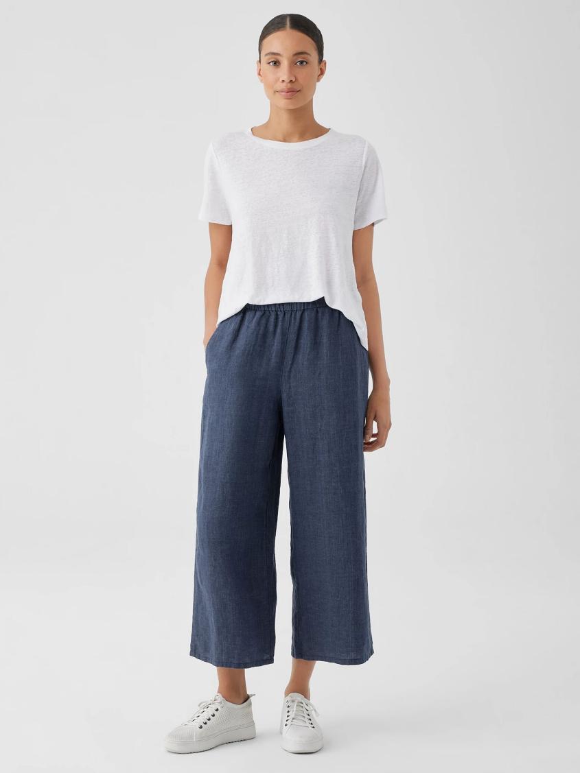 Eileen Fisher Pants, Shorts &amp; Jumpsuits | Washed Organic Linen Délavé Wide-Leg Pant Dusk - Women