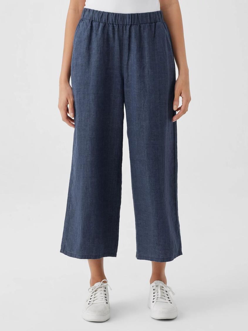 Eileen Fisher Pants, Shorts &amp; Jumpsuits | Washed Organic Linen Délavé Wide-Leg Pant Dusk - Women