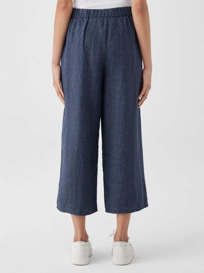 Eileen Fisher Pants, Shorts &amp; Jumpsuits | Washed Organic Linen Délavé Wide-Leg Pant Dusk - Women