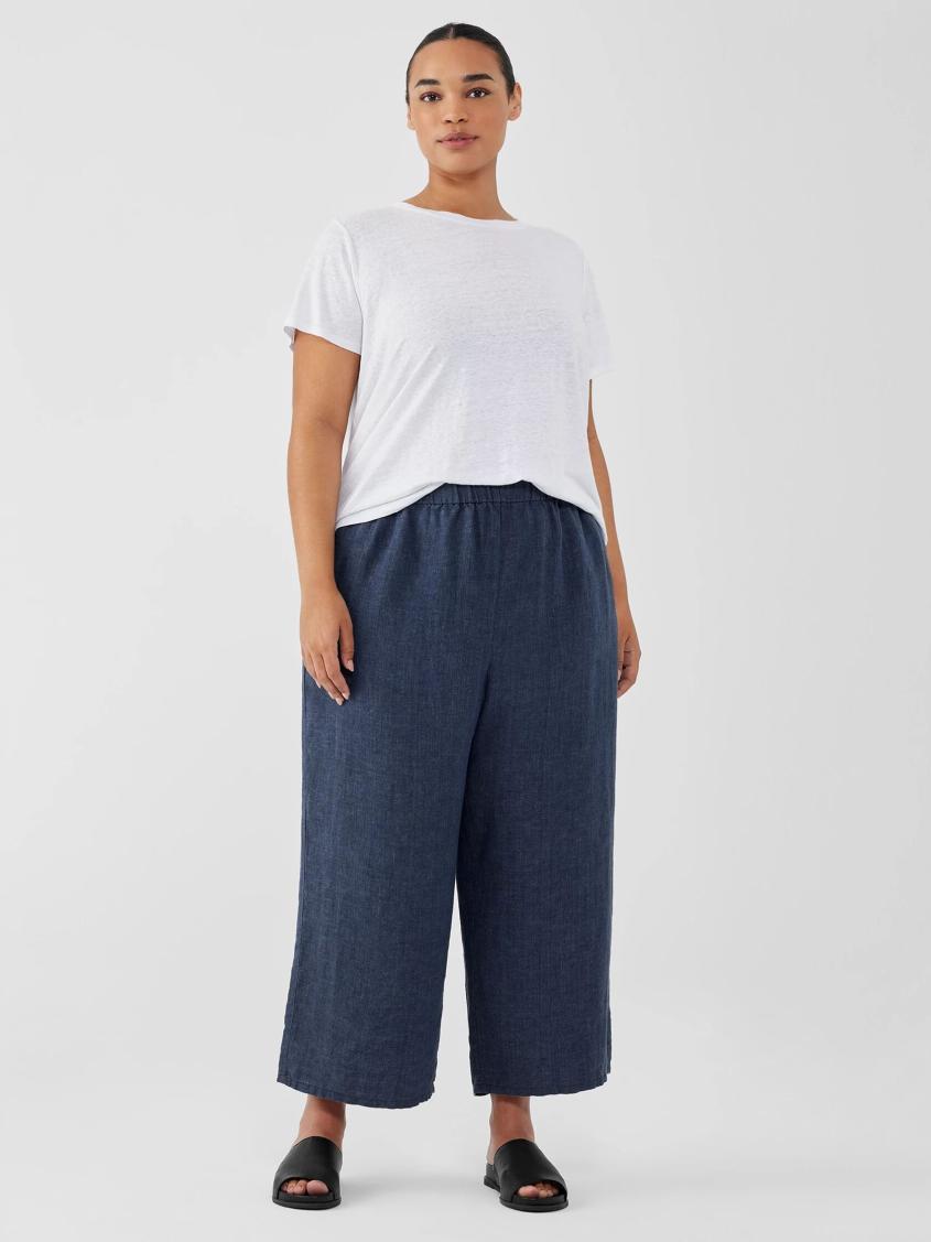 Eileen Fisher Pants, Shorts &amp; Jumpsuits | Washed Organic Linen Délavé Wide-Leg Pant Dusk - Women