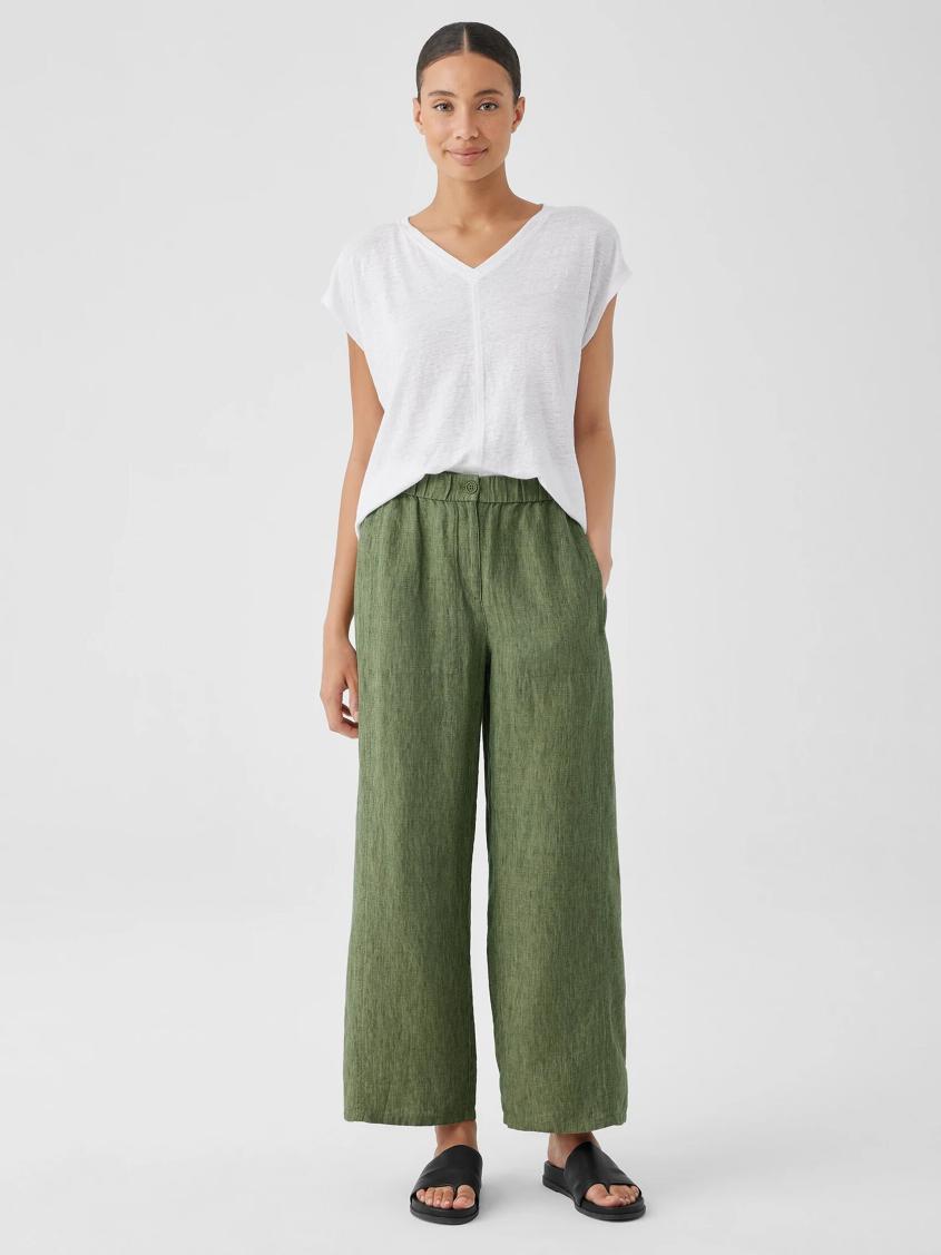 Eileen Fisher Pants, Shorts &amp; Jumpsuits | Washed Organic Linen Délavé Wide Trouser Pant Coriander - Women
