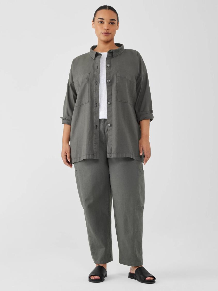 Eileen Fisher Petite | Cotton Hemp Stretch Shirt Jacket Briar - Women