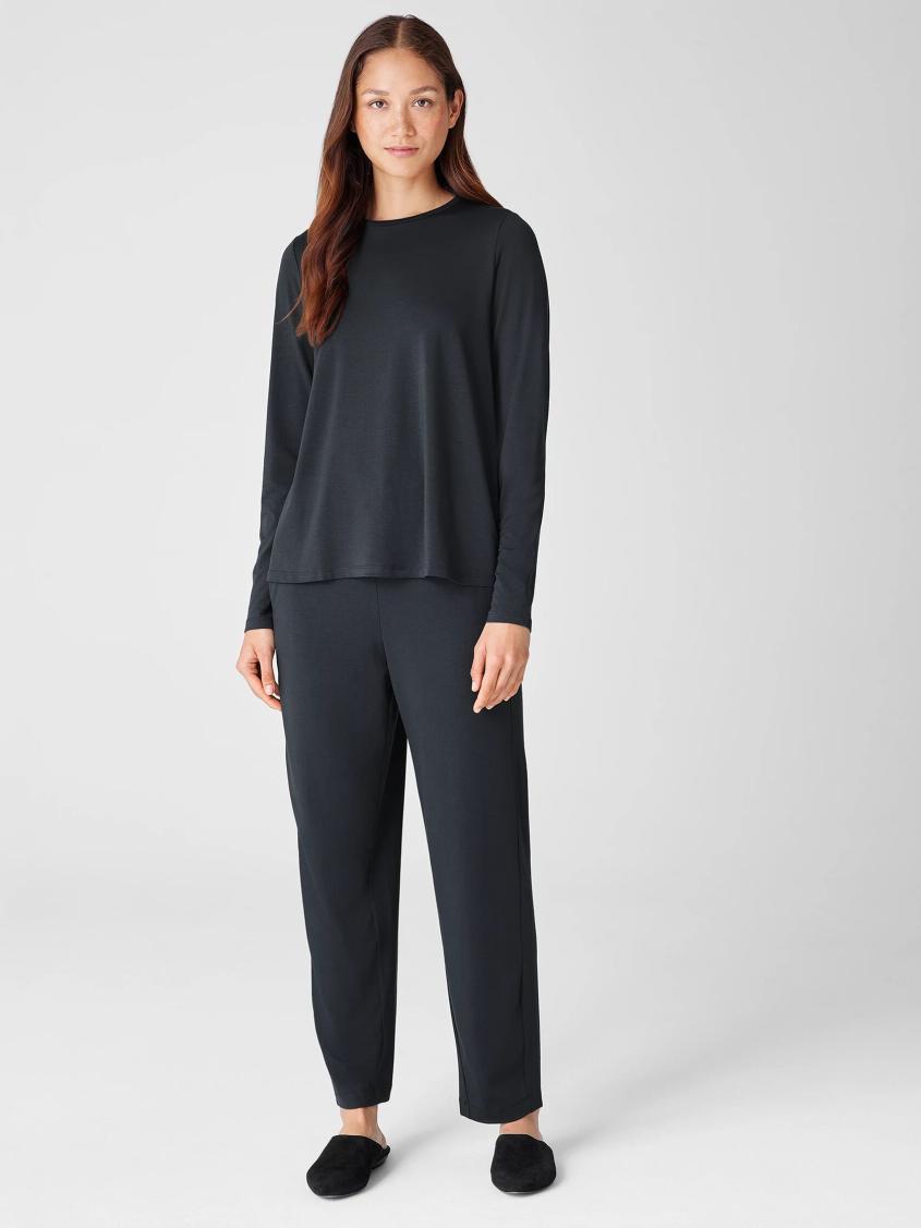 Eileen Fisher Petite | Fine Jersey Crew Neck Top Graphite - Women