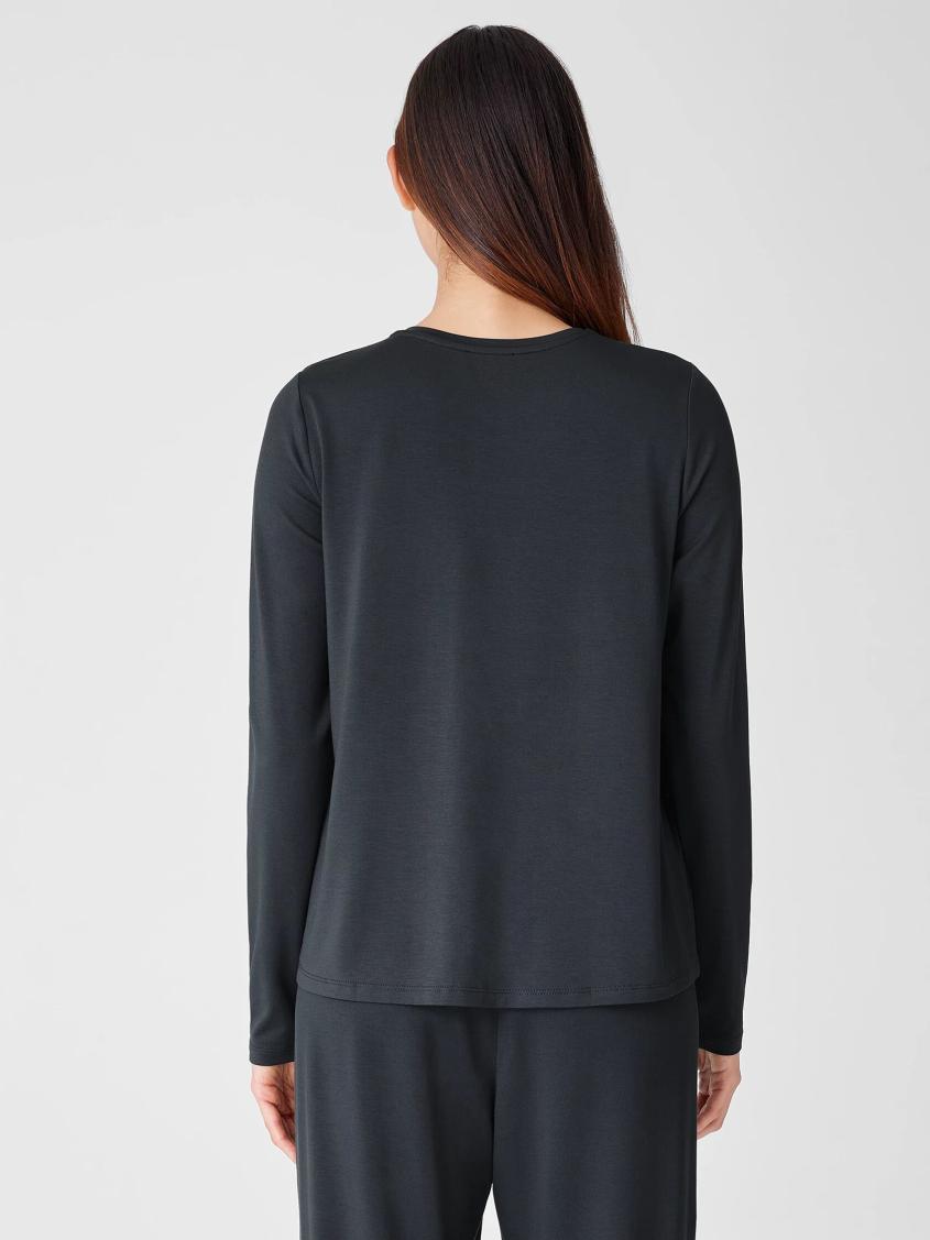Eileen Fisher Petite | Fine Jersey Crew Neck Top Graphite - Women