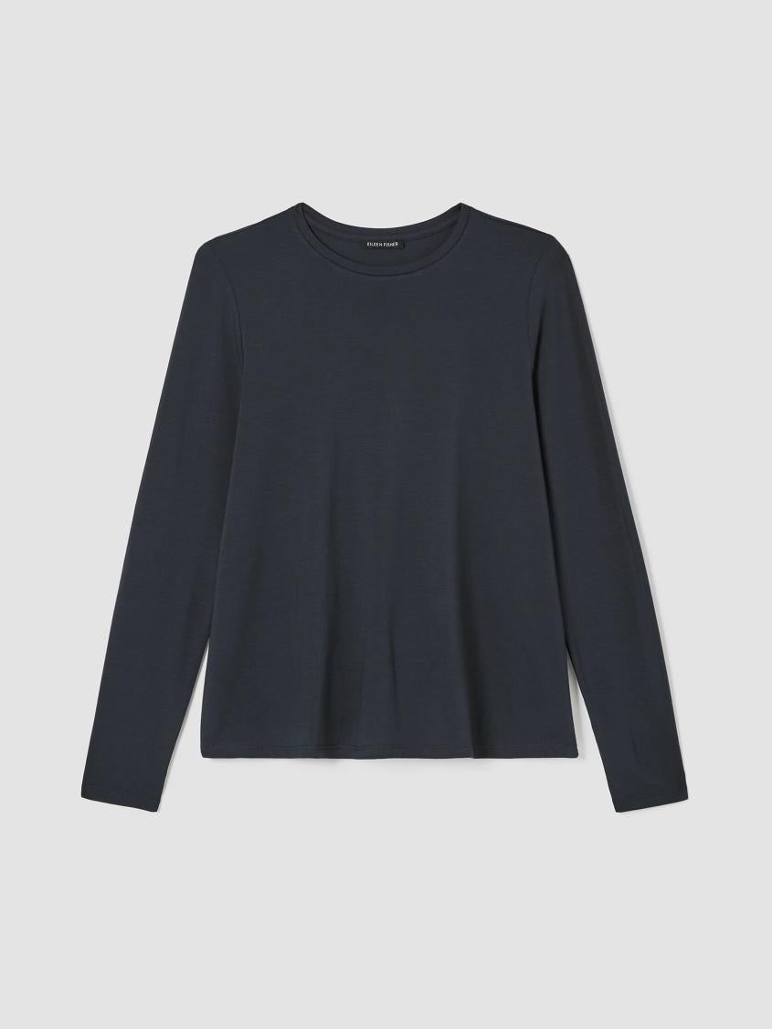 Eileen Fisher Petite | Fine Jersey Crew Neck Top Graphite - Women