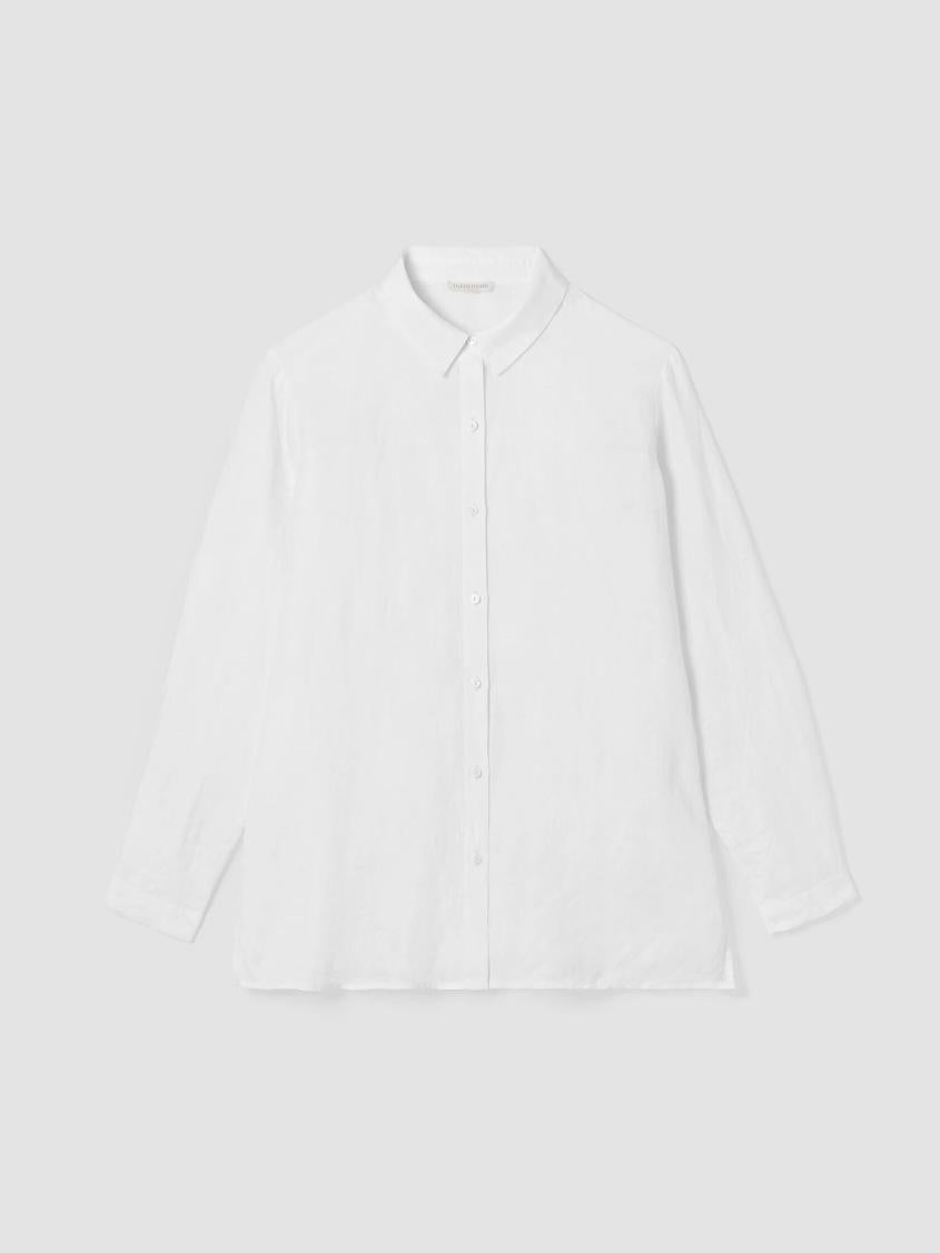 Eileen Fisher Petite | Organic Handkerchief Linen Classic Collar Shirt White - Women