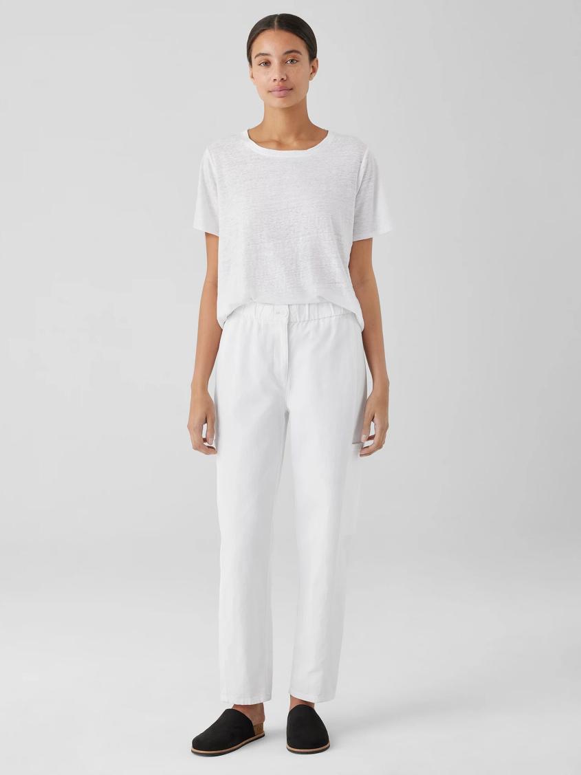 Eileen Fisher Petite | Organic Linen Jersey Crew Neck Tee White - Women