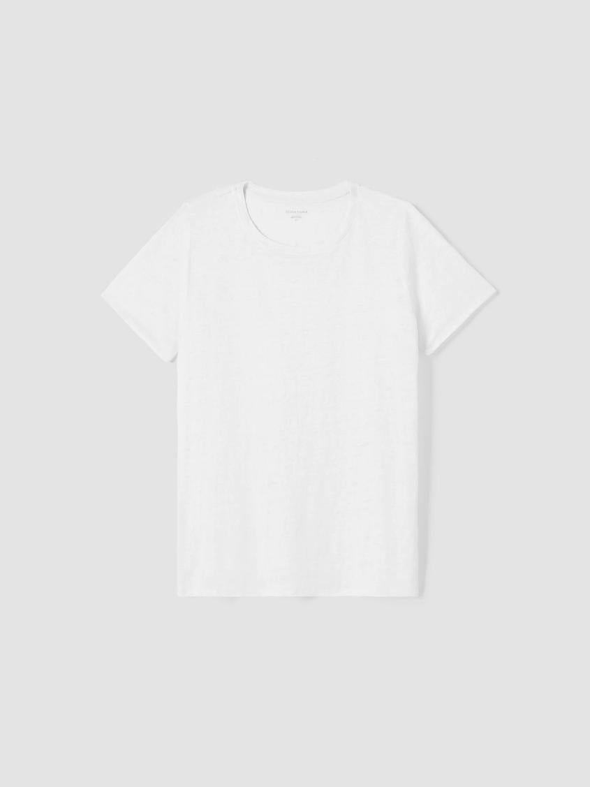 Eileen Fisher Petite | Organic Linen Jersey Crew Neck Tee White - Women