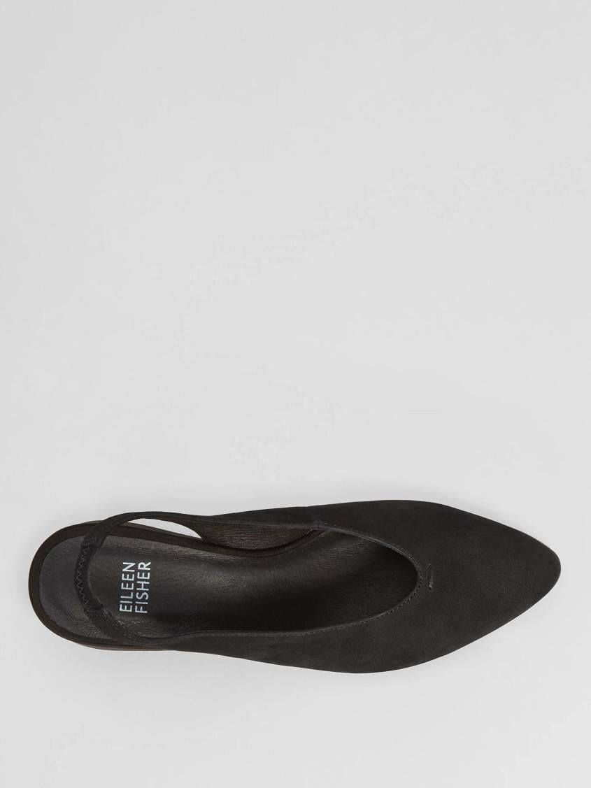 Eileen Fisher Shoes | Devi Tumbled Nubuck Leather Slingback Black - Women