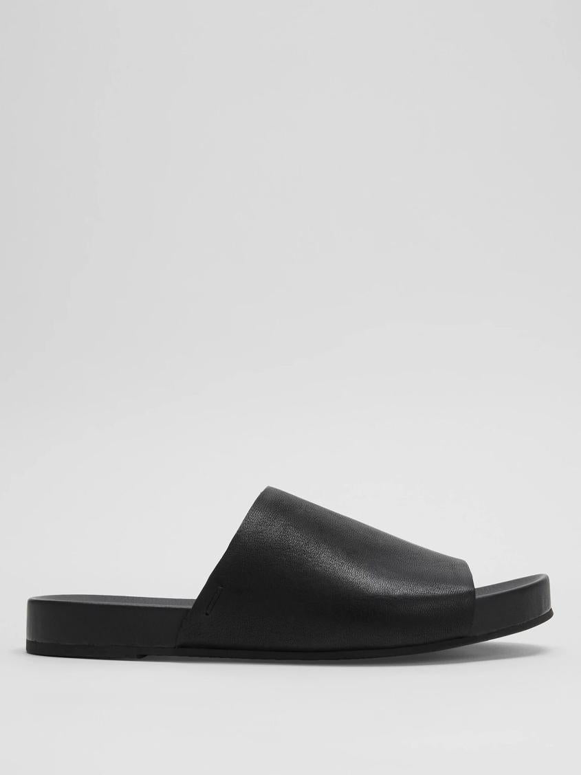 Eileen Fisher Shoes | Mask Tumbled Leather Slide Sandal Black - Women