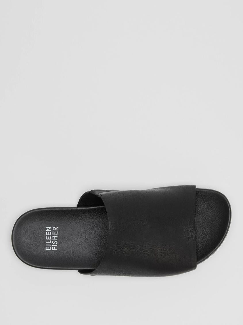 Eileen Fisher Shoes | Mask Tumbled Leather Slide Sandal Black - Women