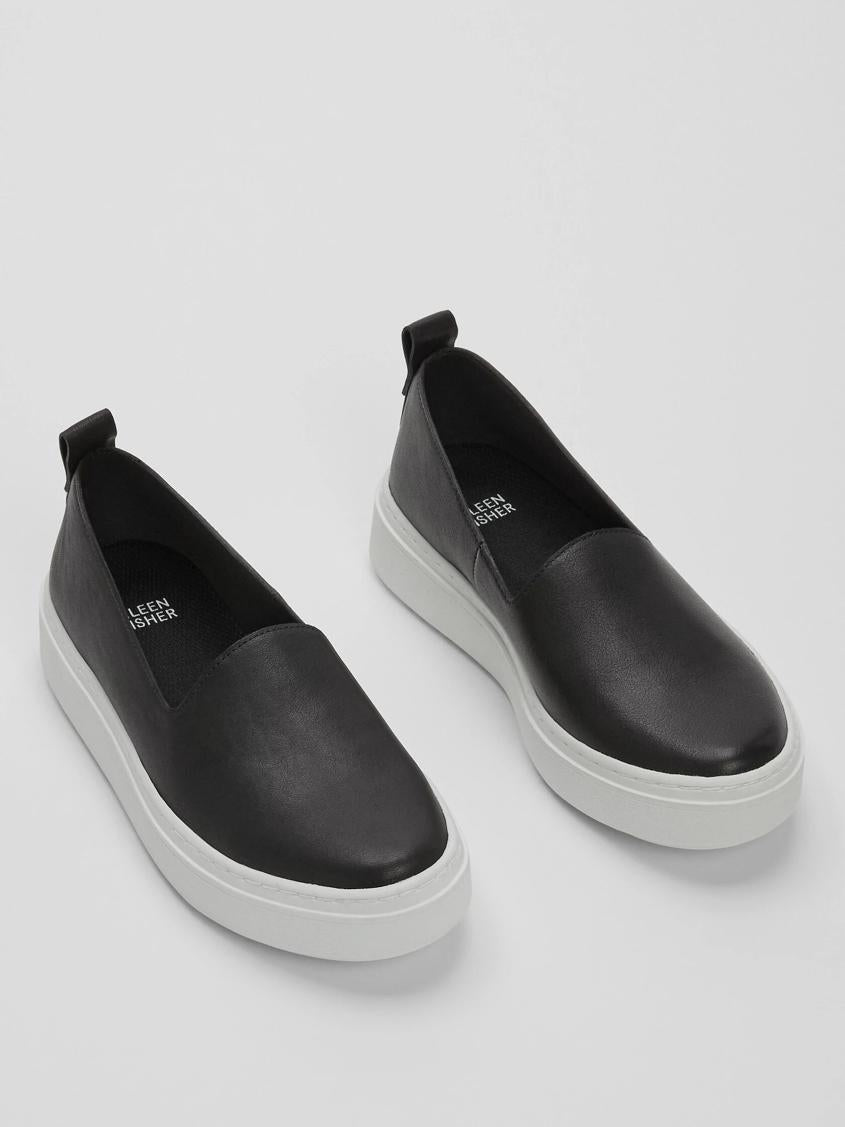 Eileen Fisher Shoes | Prosper Platform Sneaker In Leather Black - Women