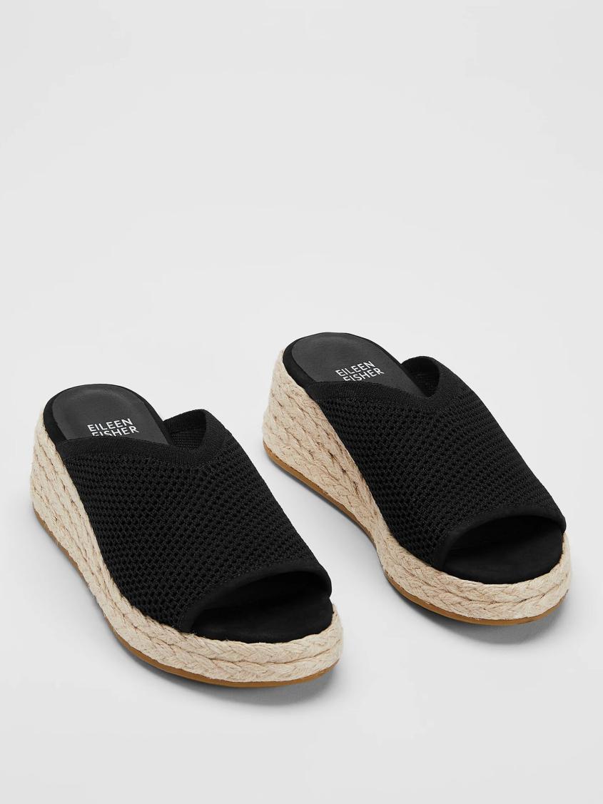 Eileen Fisher Shoes | Tali Recycled Stretch Knit Espadrille Wedge Sandal Black - Women