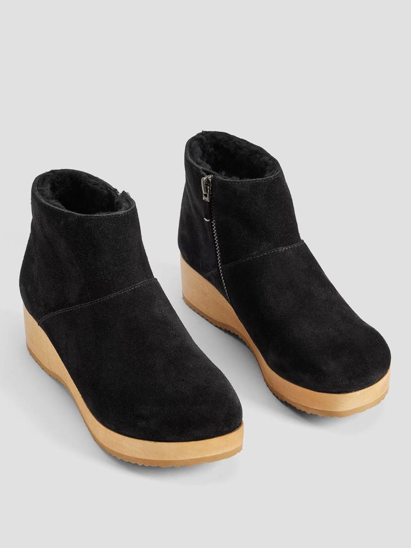 Eileen Fisher Shoes | Warm Suede Clog Bootie Black - Women