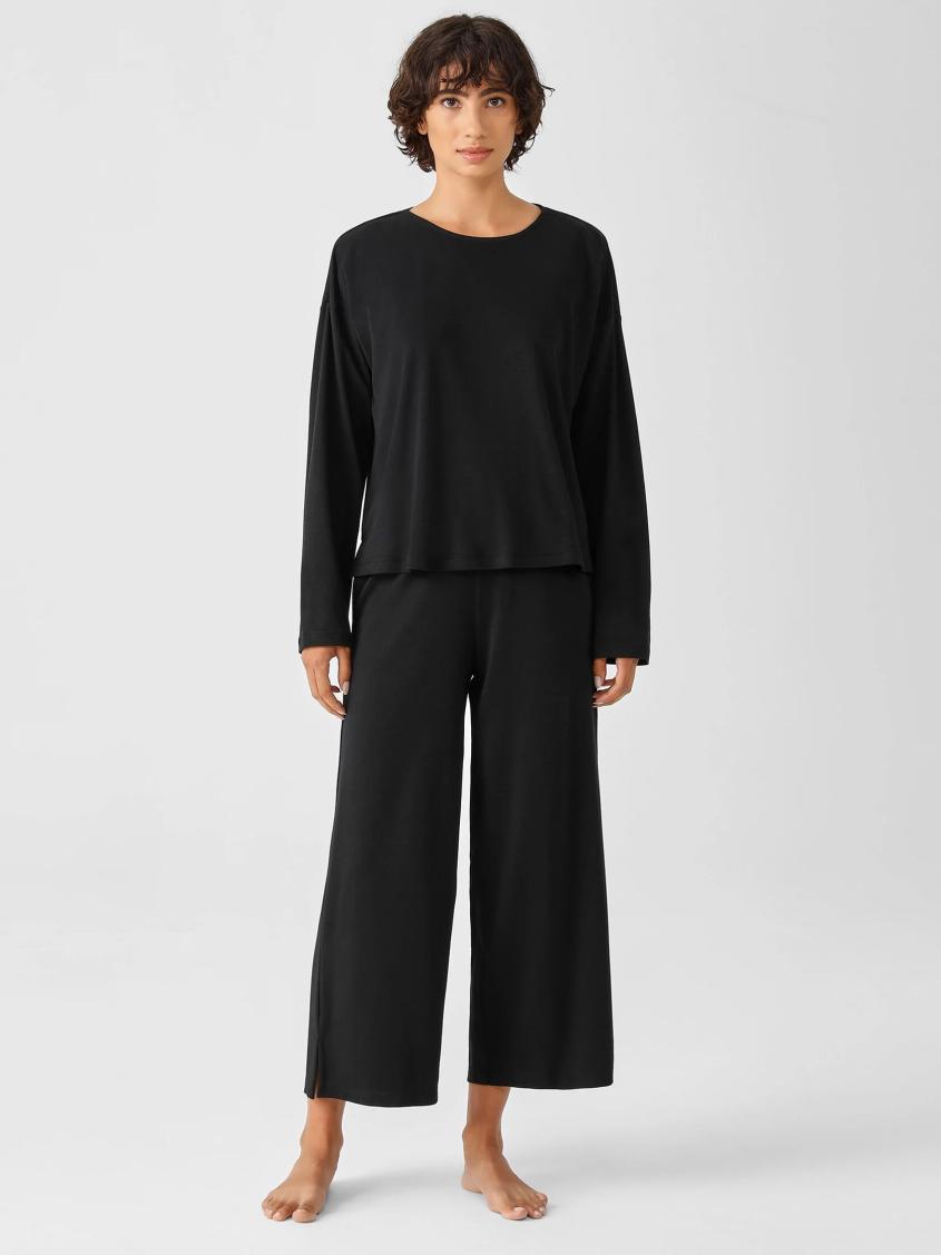 Eileen Fisher Sleepwear | Cozy Organic Cotton Interlock Box-Top Black - Women