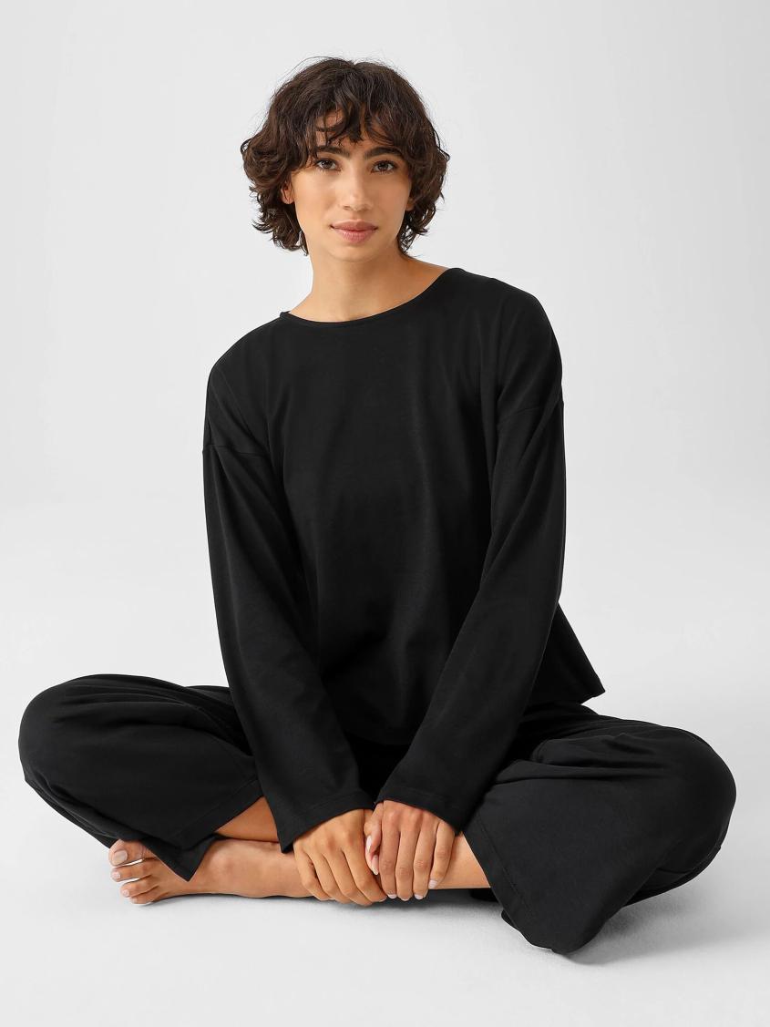 Eileen Fisher Sleepwear | Cozy Organic Cotton Interlock Box-Top Black - Women