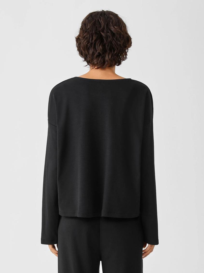 Eileen Fisher Sleepwear | Cozy Organic Cotton Interlock Box-Top Black - Women