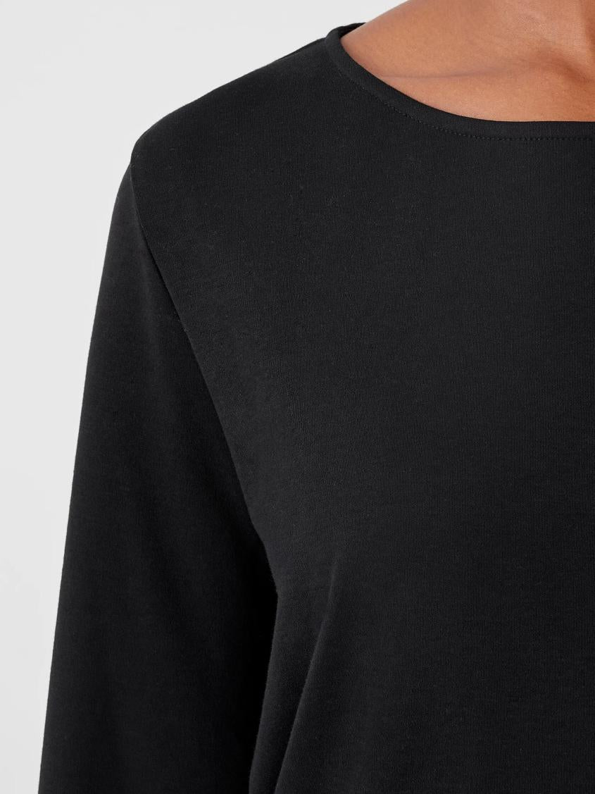 Eileen Fisher Sleepwear | Cozy Organic Cotton Interlock Jewel Neck Top Black - Women