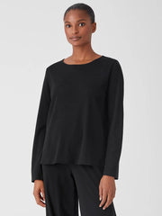 Eileen Fisher Sleepwear | Cozy Organic Cotton Interlock Jewel Neck Top Black - Women
