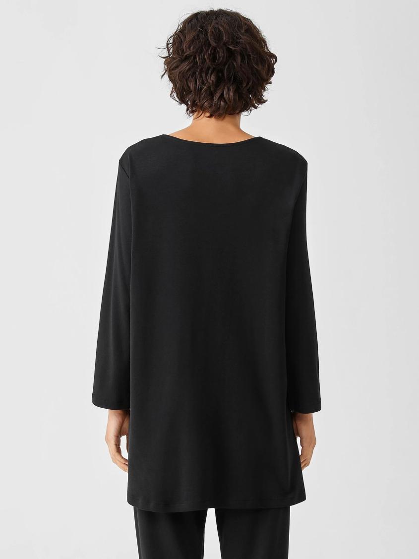 Eileen Fisher Sleepwear | Cozy Organic Cotton Interlock U-Neck Top Black - Women