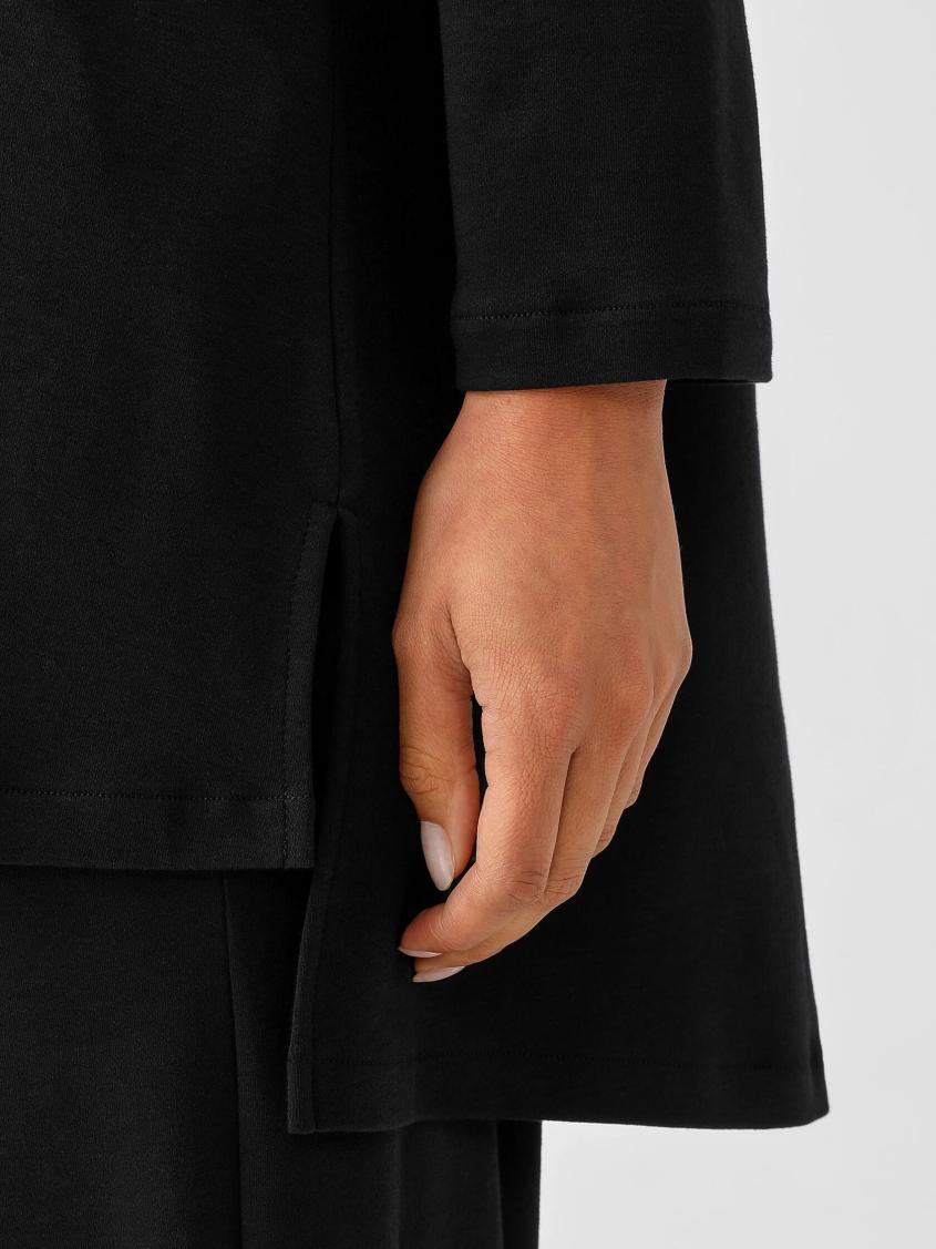 Eileen Fisher Sleepwear | Cozy Organic Cotton Interlock U-Neck Top Black - Women