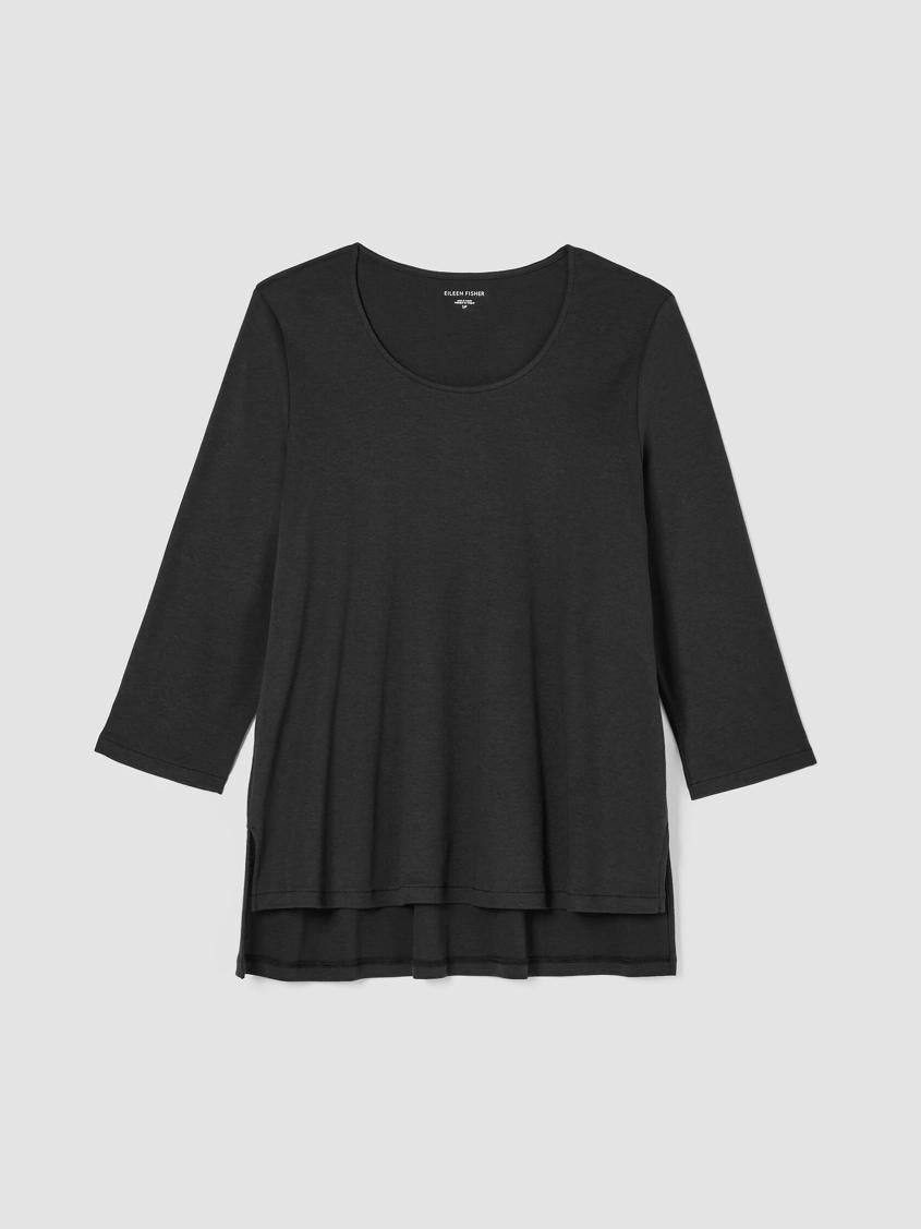 Eileen Fisher Sleepwear | Cozy Organic Cotton Interlock U-Neck Top Black - Women