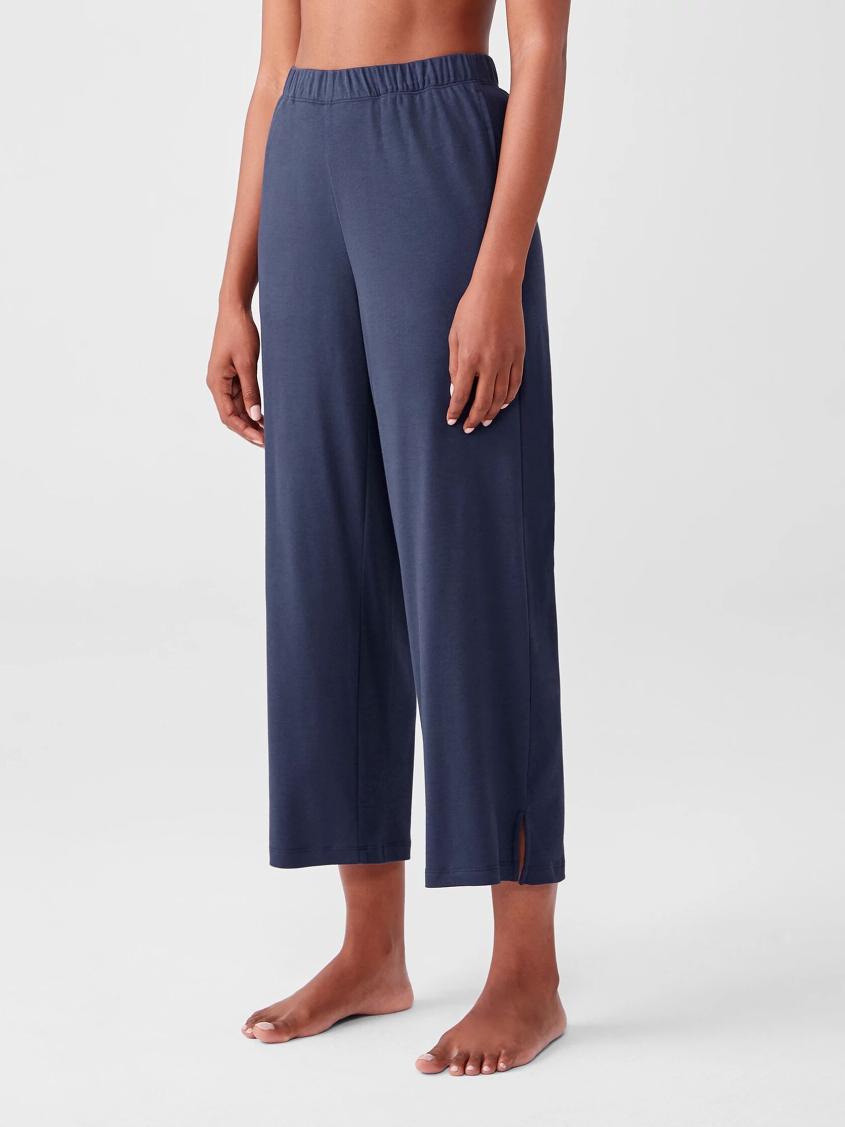 Eileen Fisher Sleepwear | Cozy Organic Cotton Interlock Wide-Leg Pant Indigo - Women