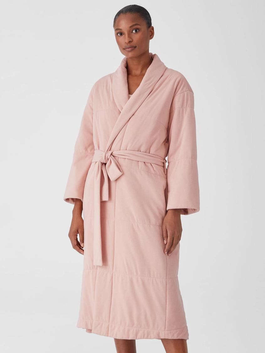 Eileen Fisher Sleepwear | Organic Cotton Cozy Interlock Quilted Robe Powder - Women
