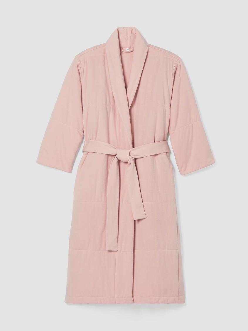 Eileen Fisher Sleepwear | Organic Cotton Cozy Interlock Quilted Robe Powder - Women
