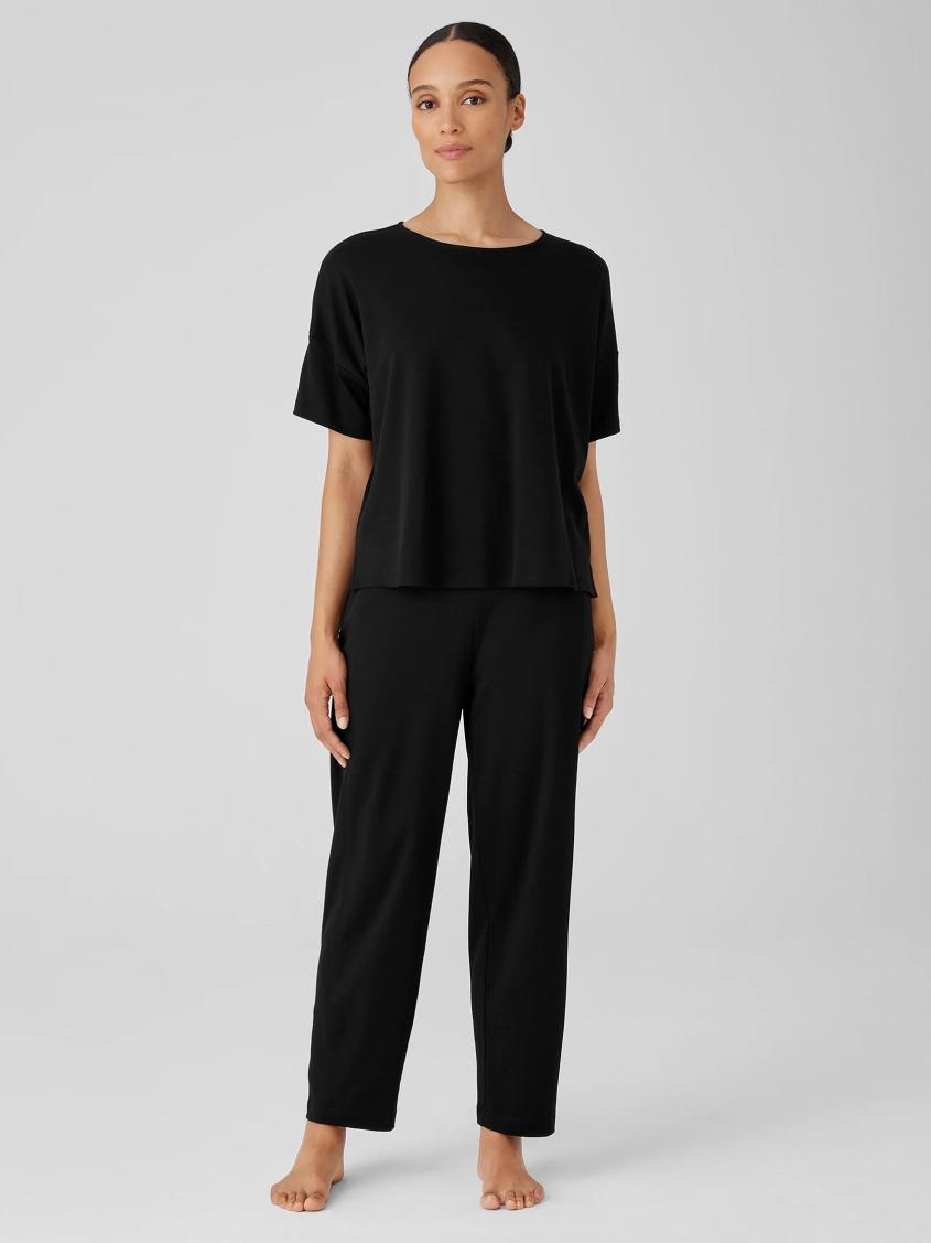 Eileen Fisher Sleepwear | Organic Cotton Interlock Lantern Sleep Pant Black - Women