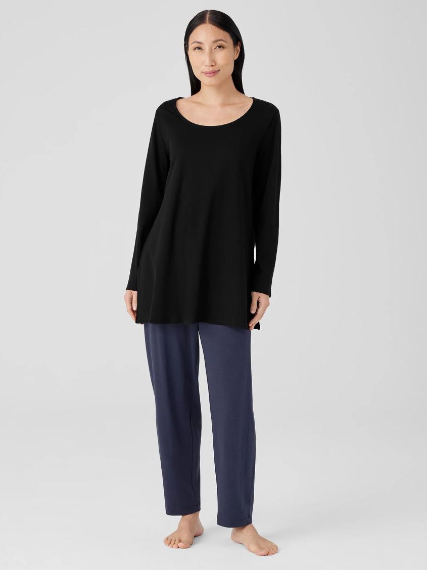 Eileen Fisher Sleepwear | Organic Cotton Interlock Long Sleep Top Black - Women
