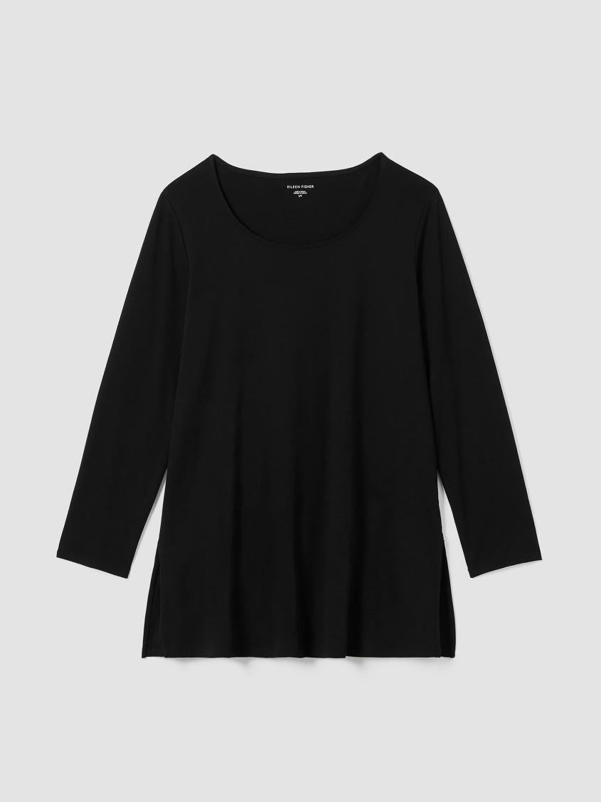 Eileen Fisher Sleepwear | Organic Cotton Interlock Long Sleep Top Black - Women