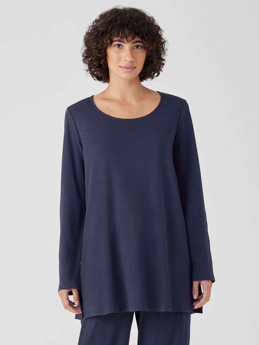 Eileen Fisher Sleepwear | Organic Cotton Interlock Long Sleep Top Indigo - Women