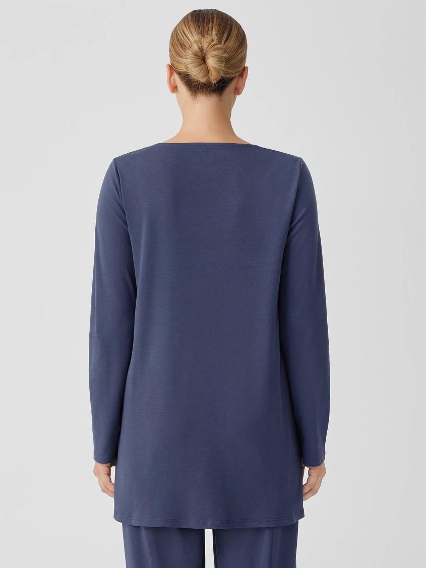 Eileen Fisher Sleepwear | Organic Cotton Interlock Long Sleep Top Indigo - Women